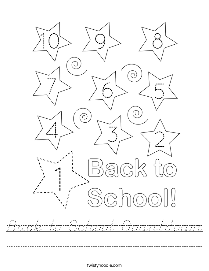 Back to School Countdown Worksheet