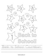 Back to School Countdown Handwriting Sheet