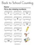 Back to School Counting Coloring Page