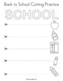 Back to School Cutting Practice Coloring Page