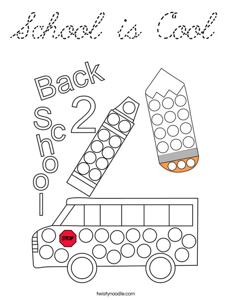 Back to School Dot Painting Coloring Page