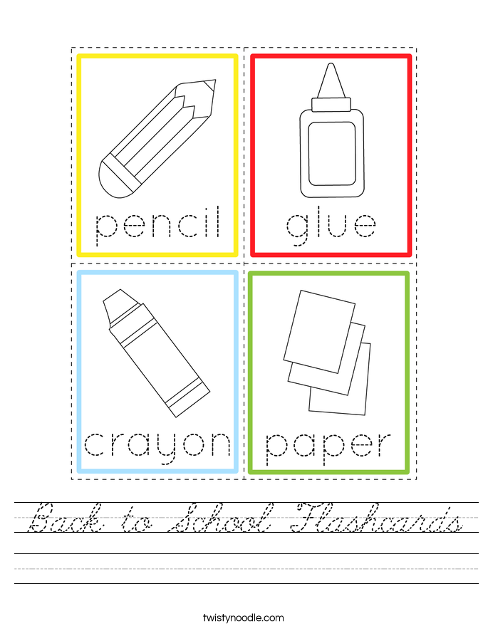 Back to School Flashcards Worksheet
