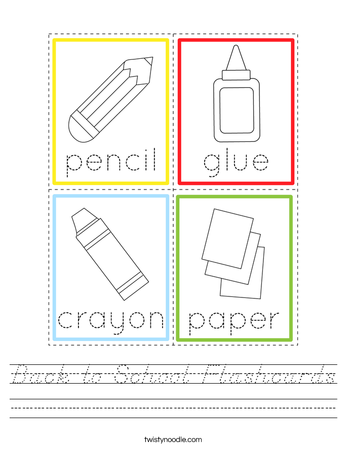Back to School Flashcards Worksheet