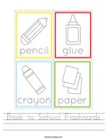 Back to School Flashcards Worksheet