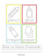 Back to School Flashcards Handwriting Sheet