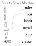 Back to School Matching Coloring Page