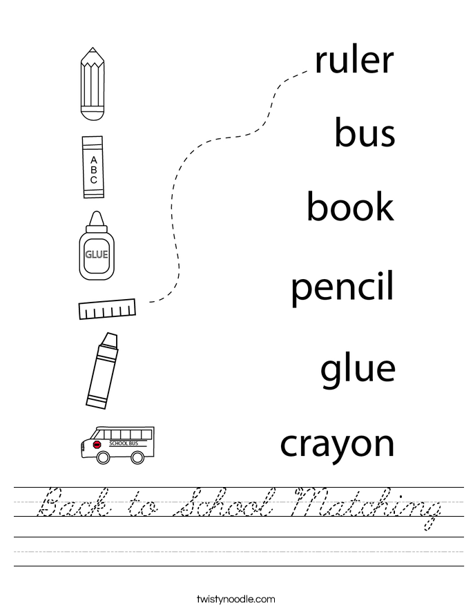 Back to School Matching Worksheet