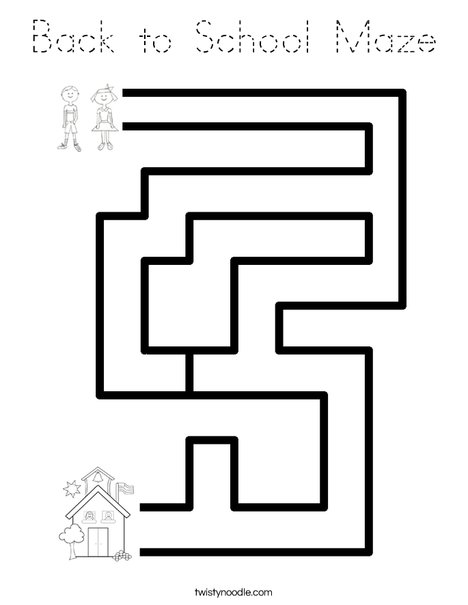 Back to School Maze Coloring Page