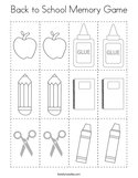 Back to School Memory Game Coloring Page
