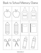 Back to School Memory Game Coloring Page