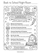 Back to School Night Room _____ Coloring Page