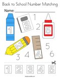 Back to School Number Matching Coloring Page