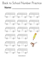 Back to School Number Practice Coloring Page