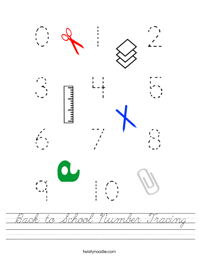 Back to School Number Tracing Worksheet