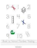Back to School Number Tracing Handwriting Sheet