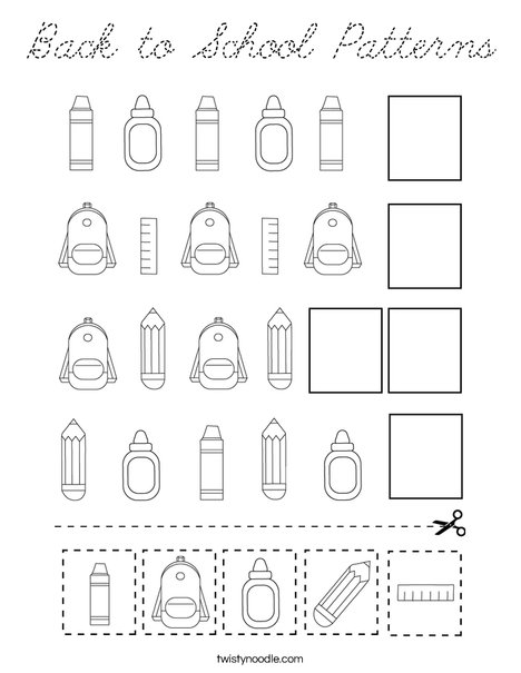 Back to School Patterns Coloring Page