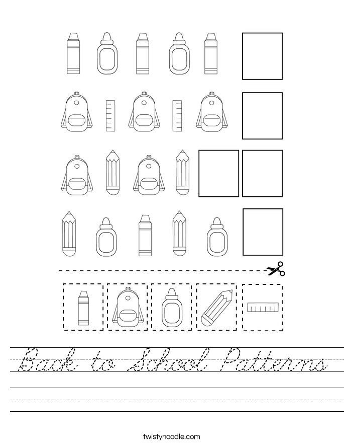Back to School Patterns Worksheet