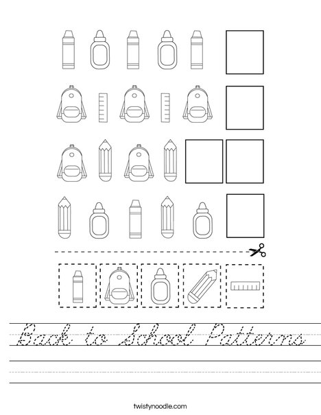Back to School Patterns Worksheet