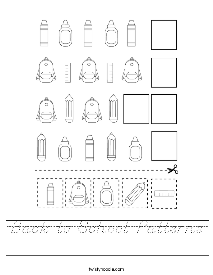 Back to School Patterns Worksheet