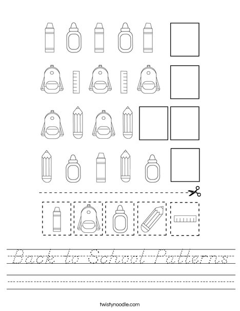 Back to School Patterns Worksheet