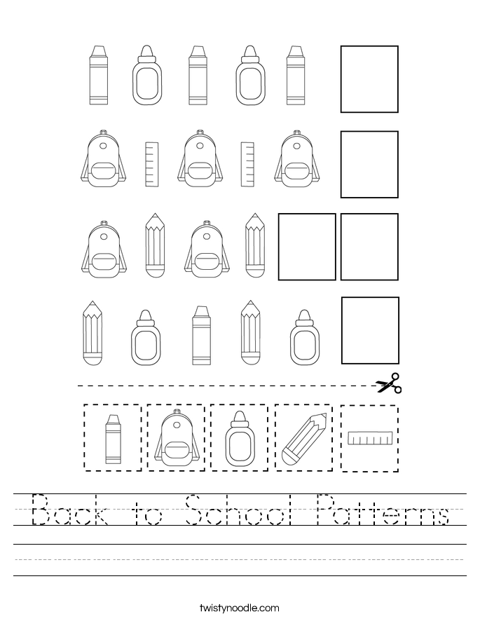 Back to School Patterns Worksheet