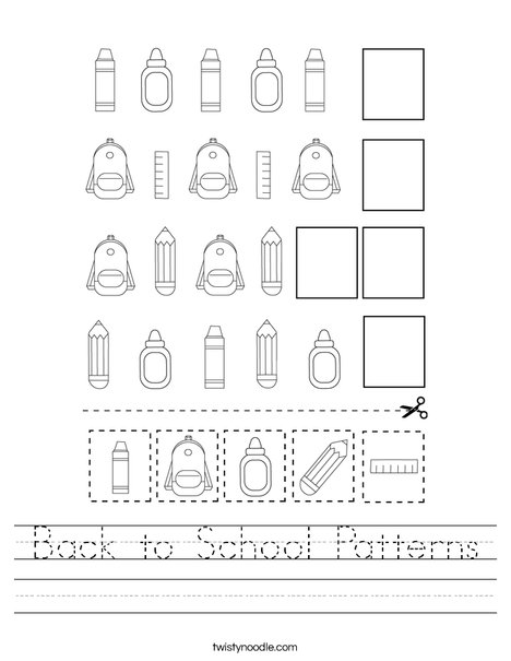 Back to School Patterns Worksheet