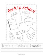Back to School Puzzle Handwriting Sheet
