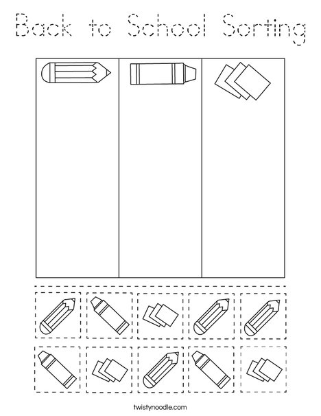 Back to School Sorting Coloring Page