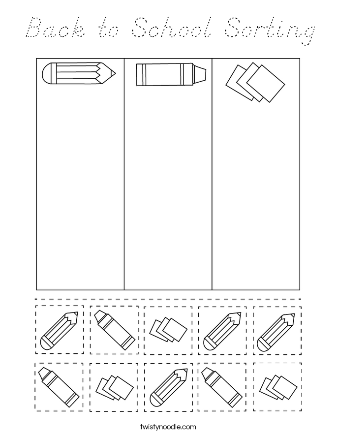 Back to School Sorting Coloring Page