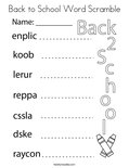Back to School Word Scramble Coloring Page