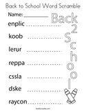 Back to School Word Scramble Coloring Page