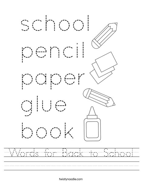 Back to School Words Worksheet