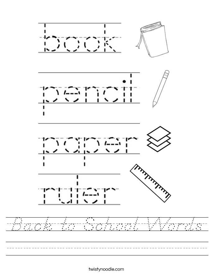 Back to School Words Worksheet