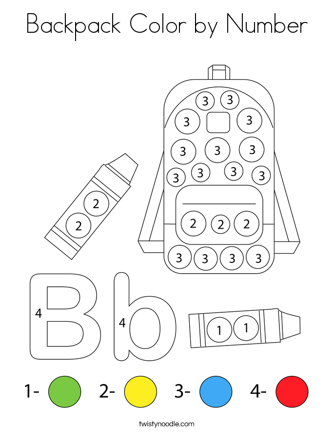 Backpack Color by Number Coloring Page
