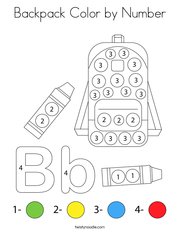 Backpack Color by Number Coloring Page