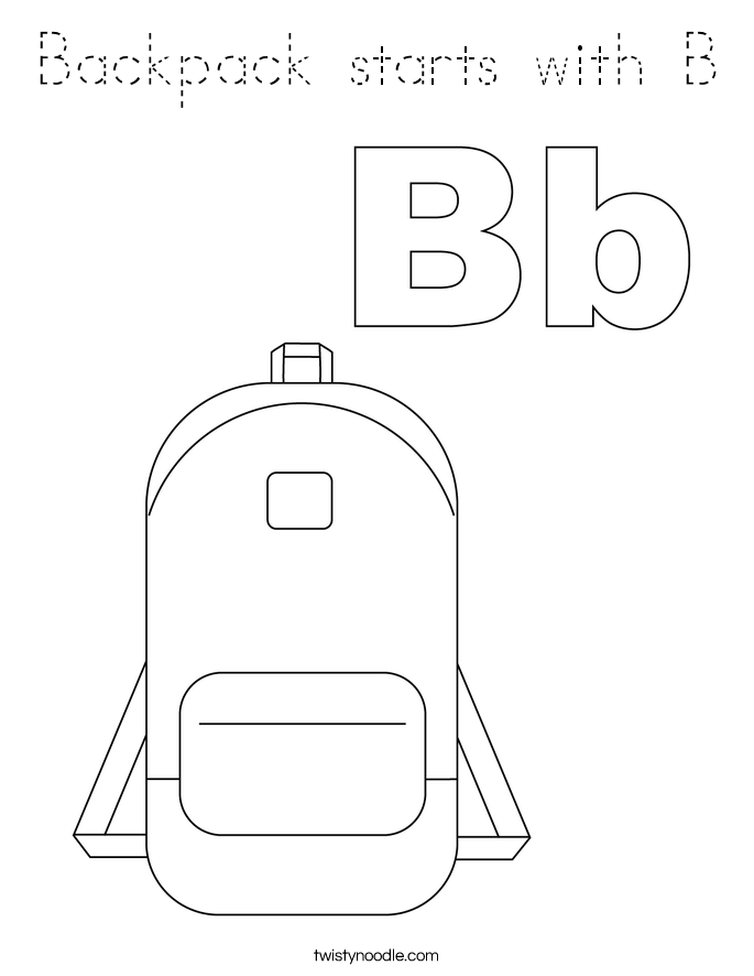 Backpack starts with B Coloring Page