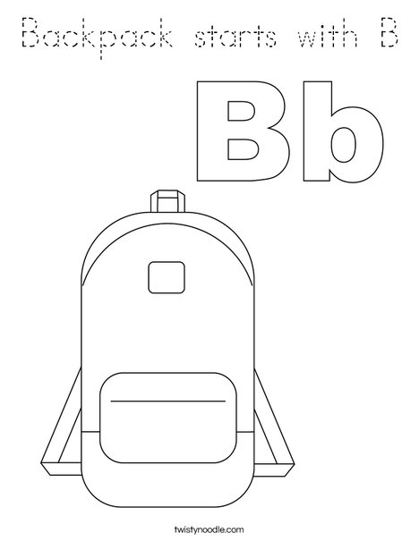 Backpack Starts with B Coloring Page