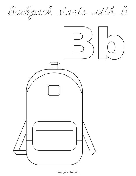 Backpack Starts with B Coloring Page