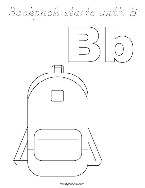 Backpack Starts with B Coloring Page