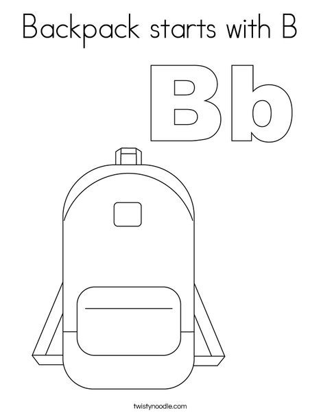 Backpack Starts with B Coloring Page