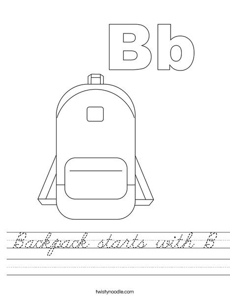 Backpack Starts with B Worksheet
