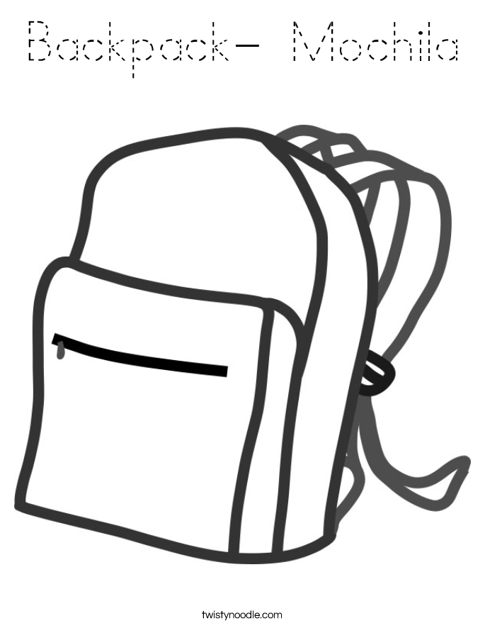 Backpack- Mochila Coloring Page