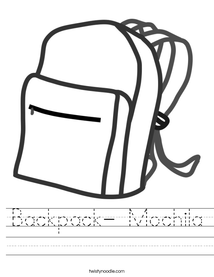 Backpack- Mochila Worksheet