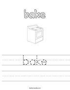 bake Handwriting Sheet