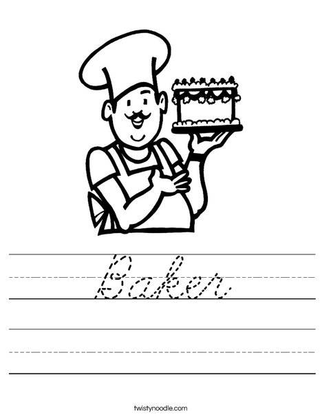 Baker with cake Worksheet