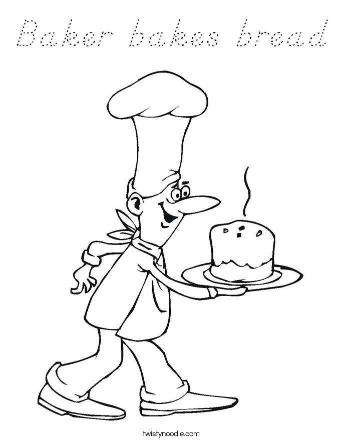 Baker bakes bread Coloring Page