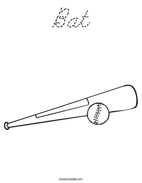 Ball and Bat Coloring Page