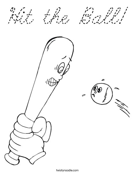 Funny Ball and Bat Coloring Page