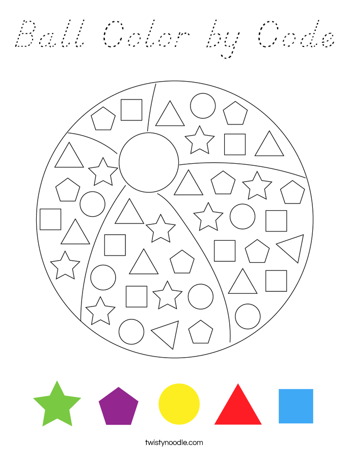 Ball Color by Code Coloring Page