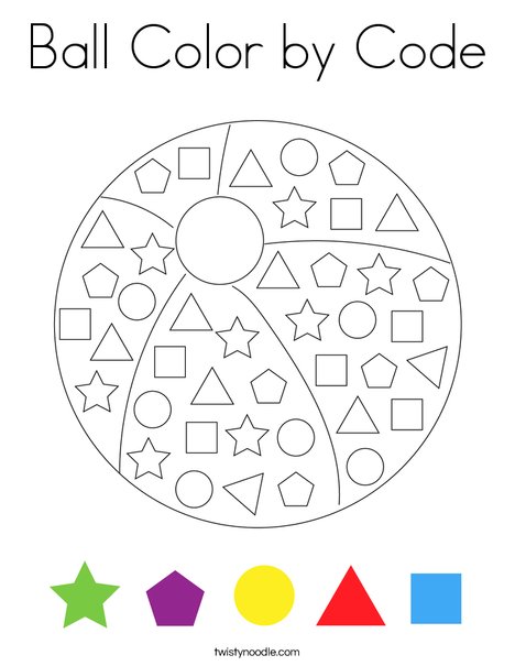 Ball Color by Code Coloring Page